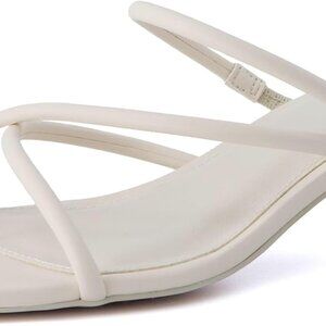 Women Vegan Leather Kitten Heel Sandals Strappy Square Toe Dress Wedding